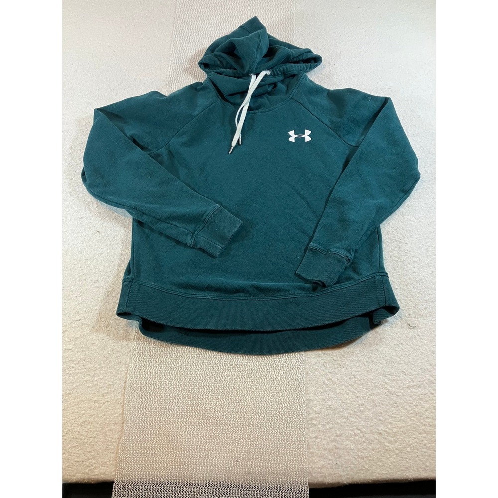 Under Armour Womens Medium Teal Green Cowl Neck Lightweight Pullover Hoodie Logo